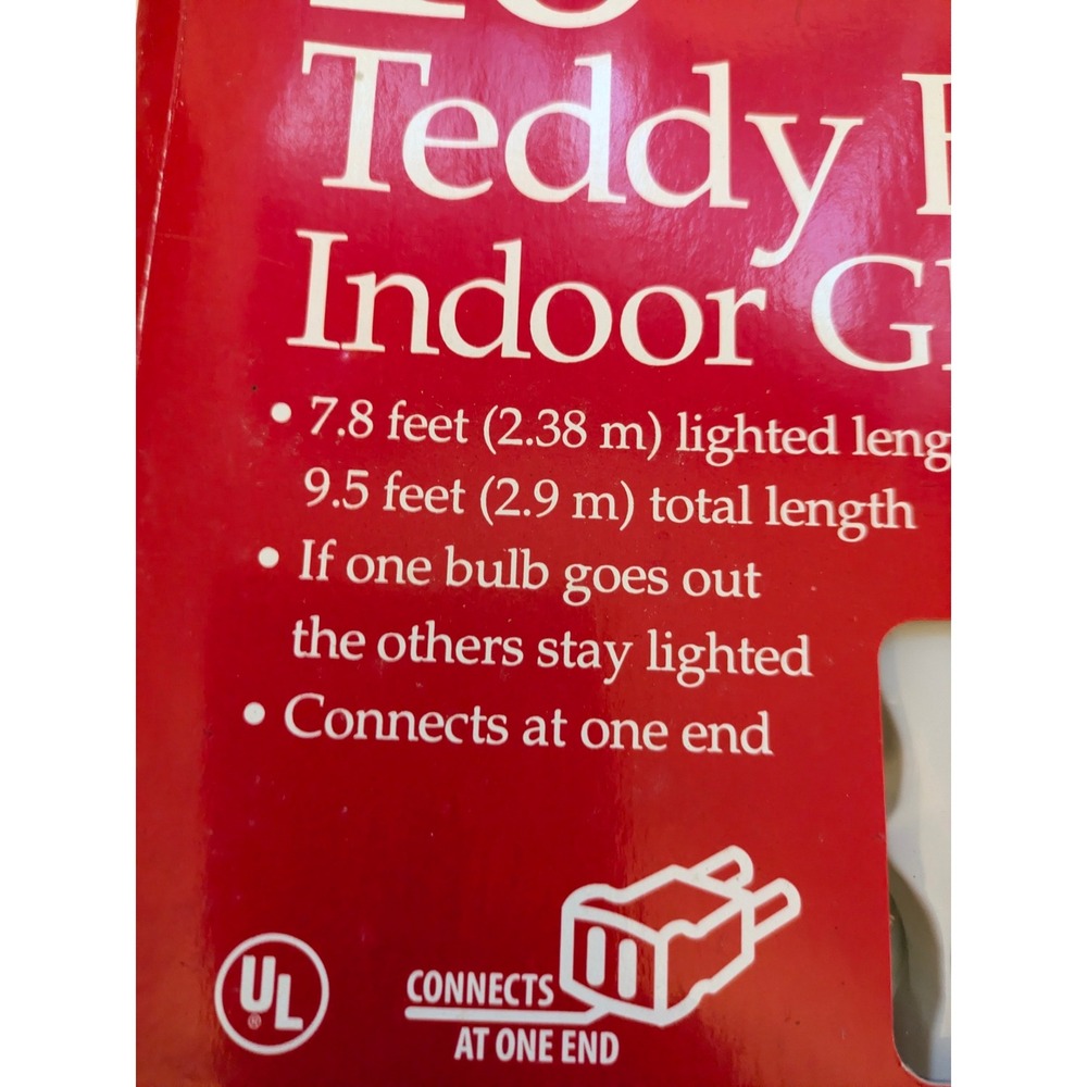 Teddy Bear 10 Glass Indoor Light Set - Holiday Time Indoor String Lights - Picture 3 of 4
